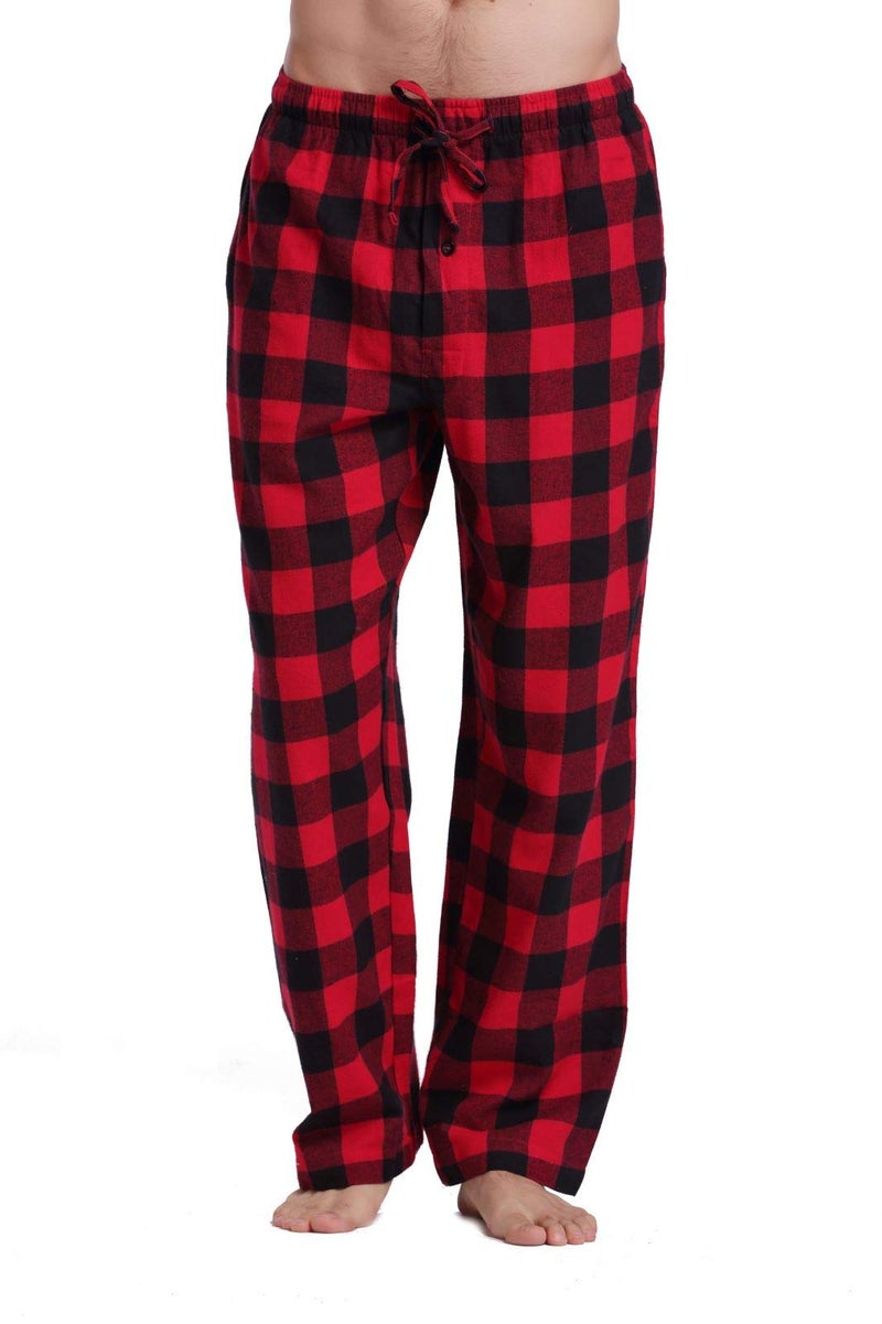 CYZ Men's 100% Cotton Super Soft Flannel Plaid Pajama Pants-BlackRedGingham-XL - Image 1